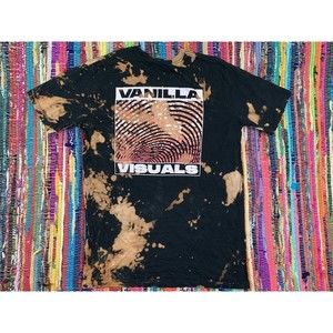 Vanilla Visuals Curation Club Black Beige Mens T Shirt Size L Short Sleeve